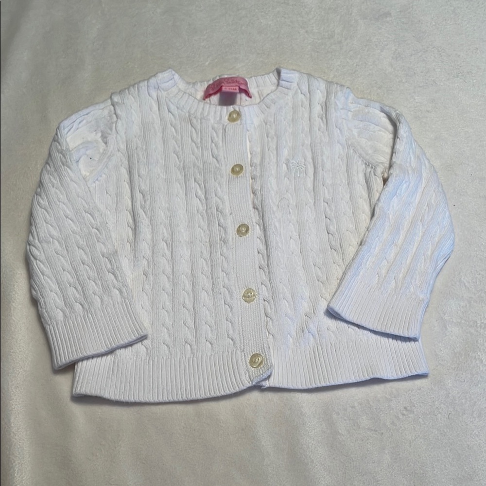 White Cable Knit Cardigan with Gold Buttons from Lilly Pulitzer